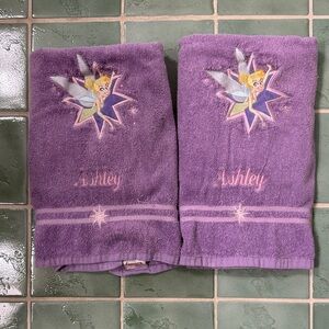 Disney Embroidered Purple Tinkerbell Bath Towels monogrammed ASHLEY